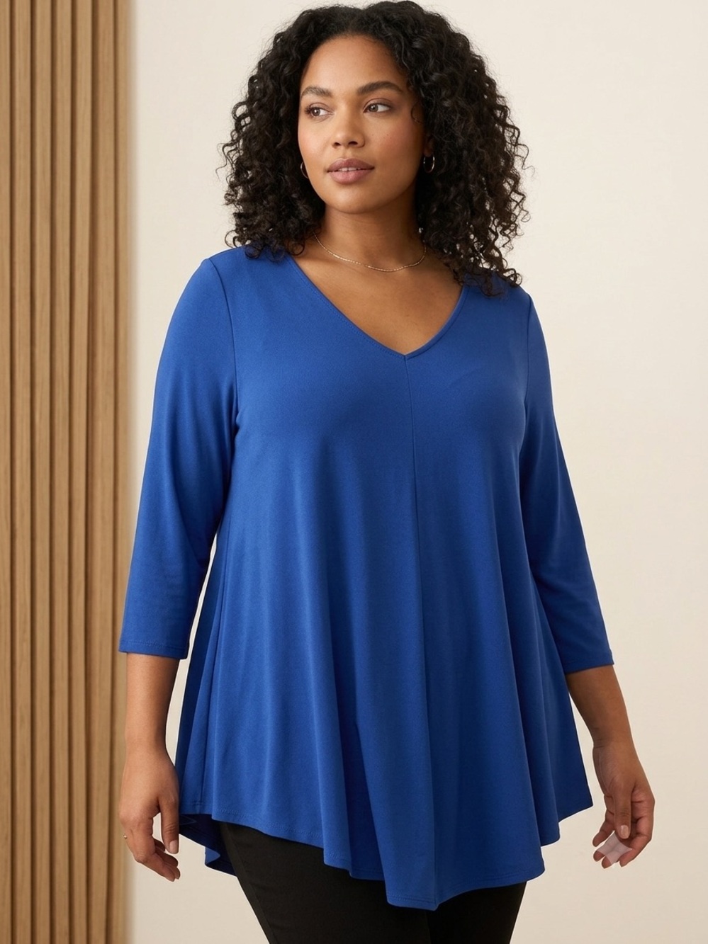 Green Envelope Royal Blue V-Neck Swing Tunic